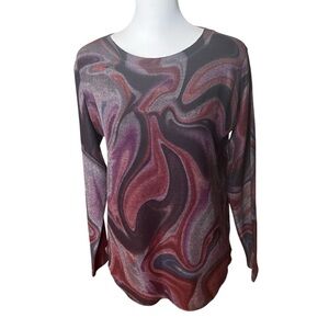 Swirl Pattern Long Sleeve Light Sweater SZ M